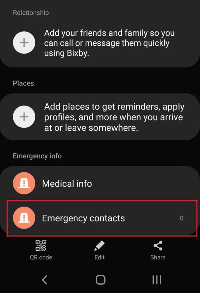 emergency contact android lock screen