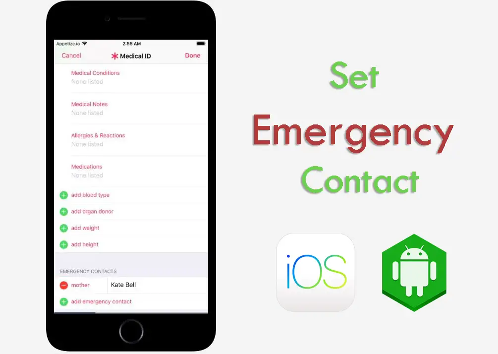 how to put emergency contact on any samrtphone