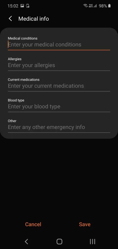 medical info android device