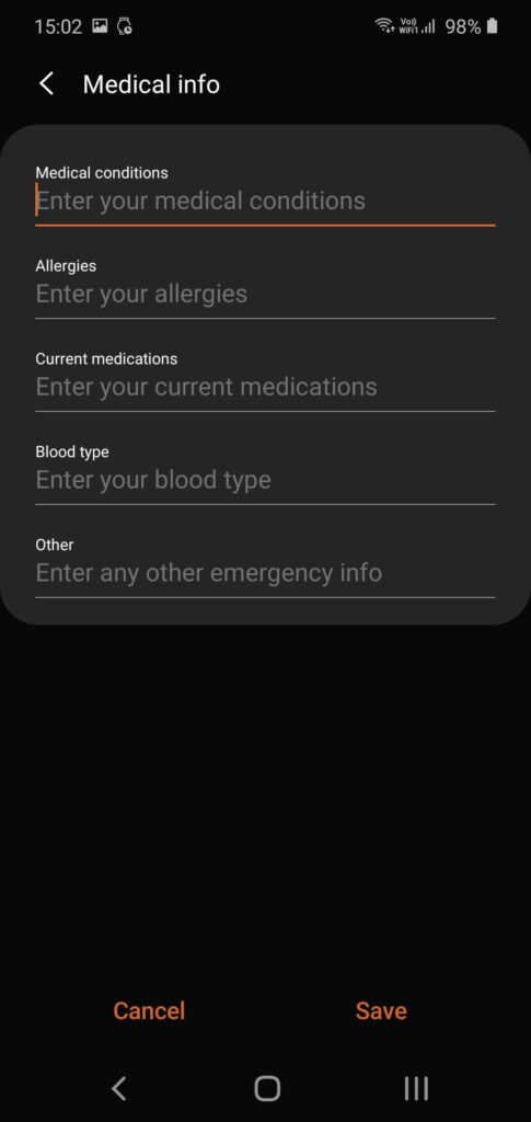 medical info android device