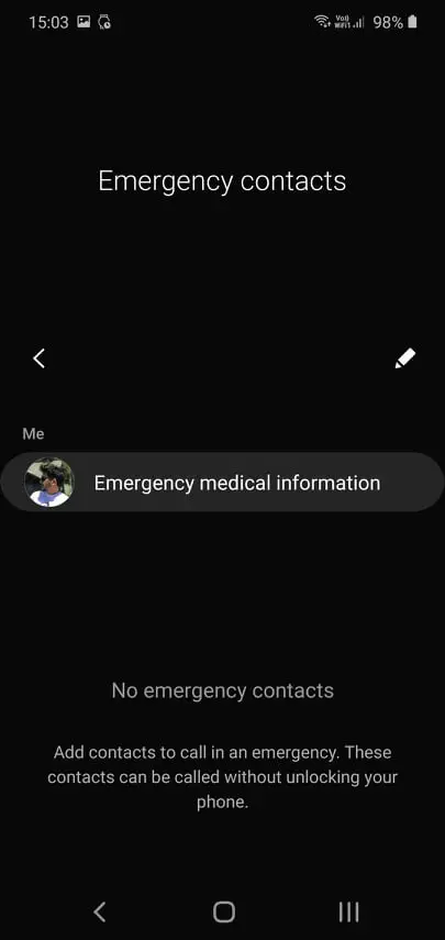 android emergency contact