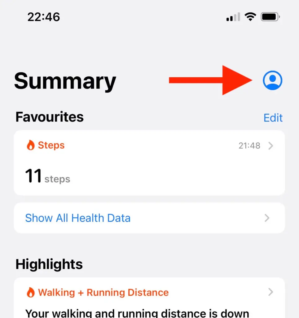 iphone health app - my profile
