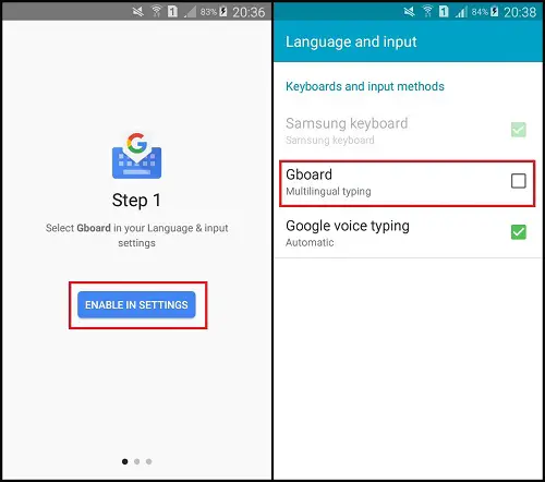 Setting Up gboard android