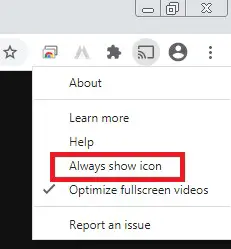 always show icon chromecast