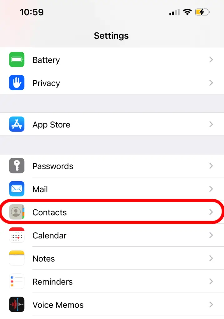 iPhone contacts app