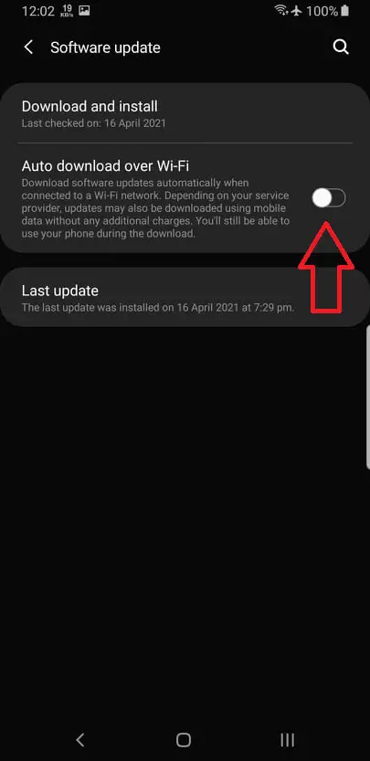 Turn off automatic system updates Android