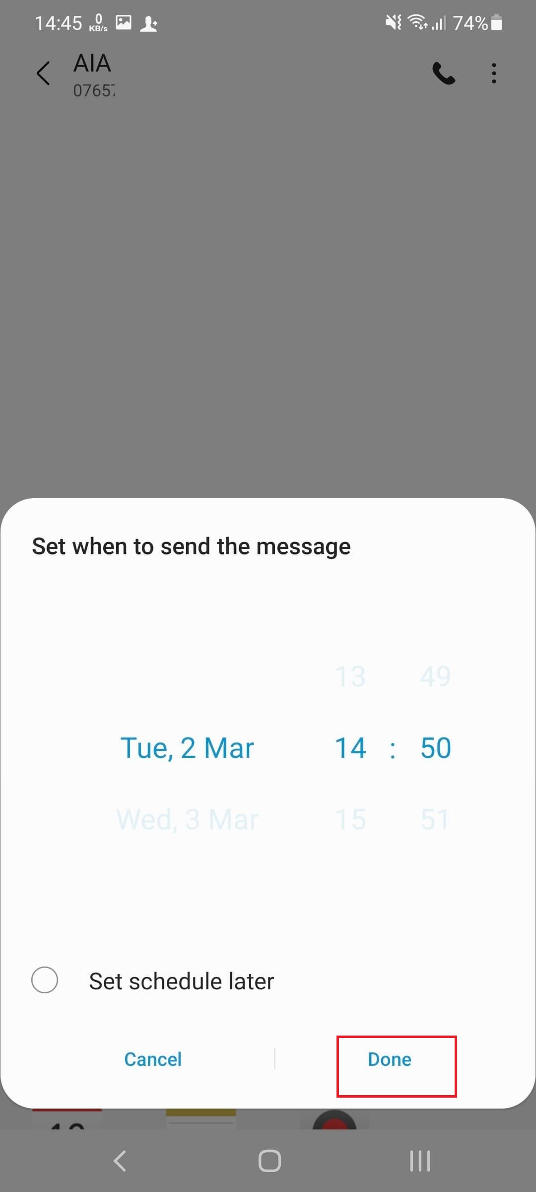 How to schedule a text message on android