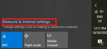 Network and internet settings windows 10