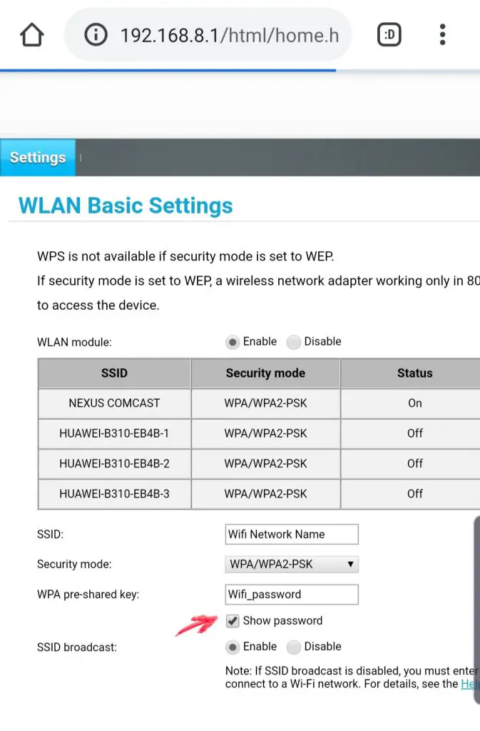 View-wifi-network-password-router