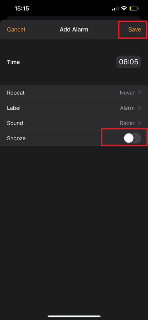iphone snooze time