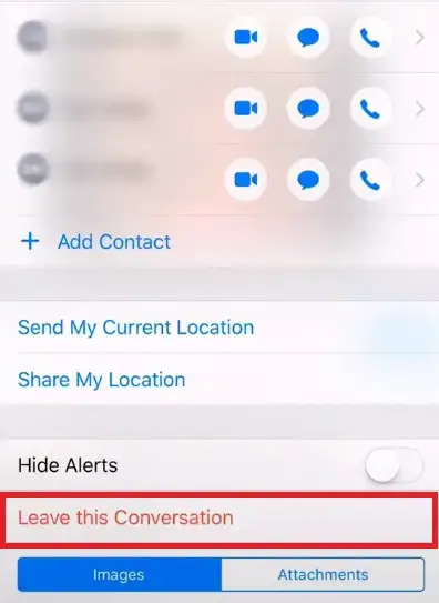 how to leave group text iphone