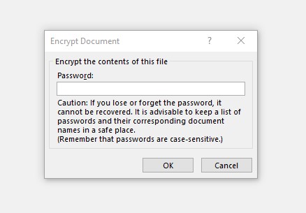 add password excel