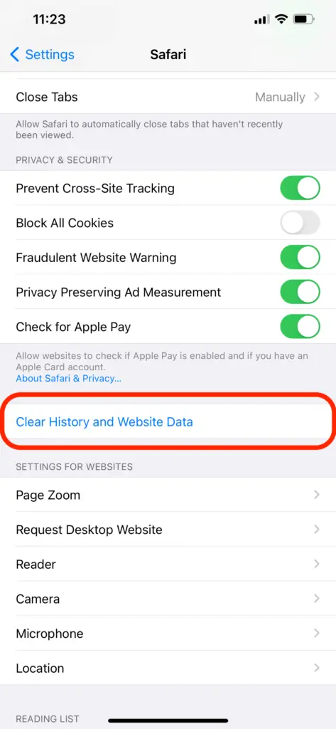 how to clear google search history iphone