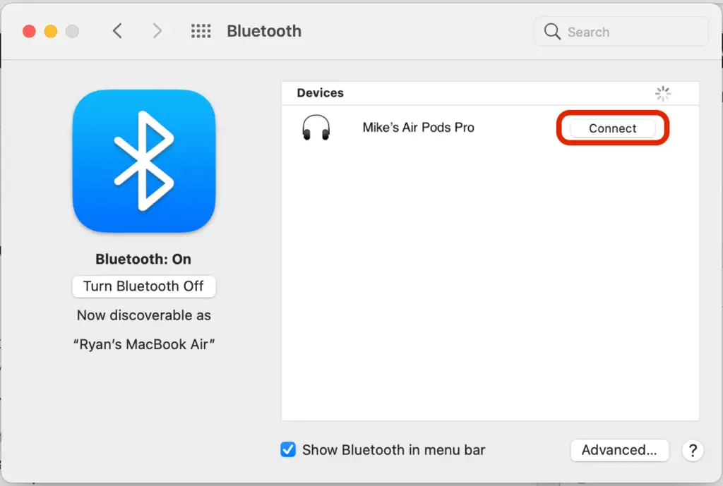 Connect AirPods to a MacBook