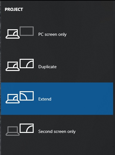 project options windows 10