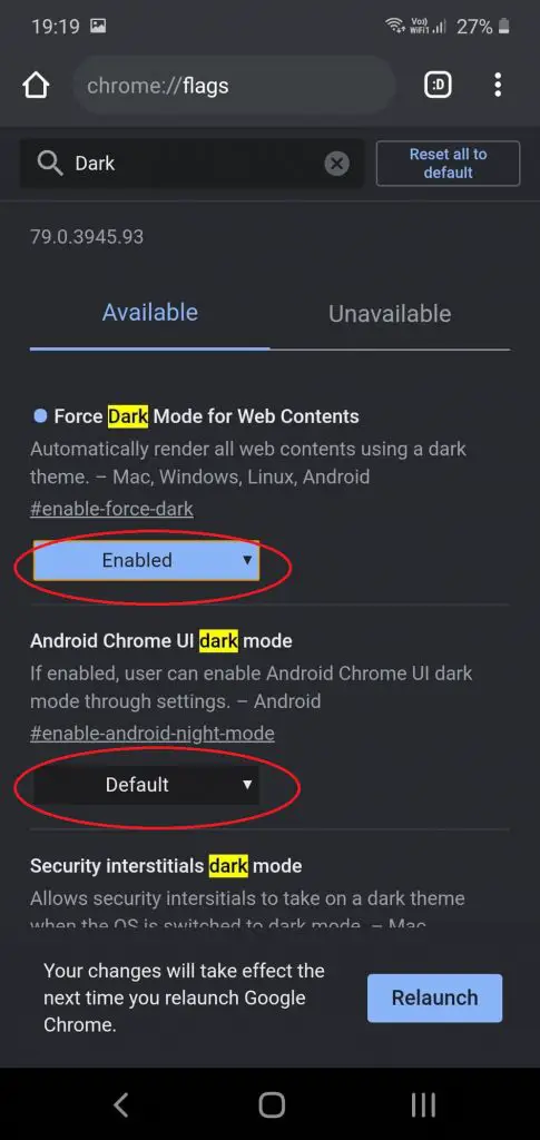 chrome flags dark mode