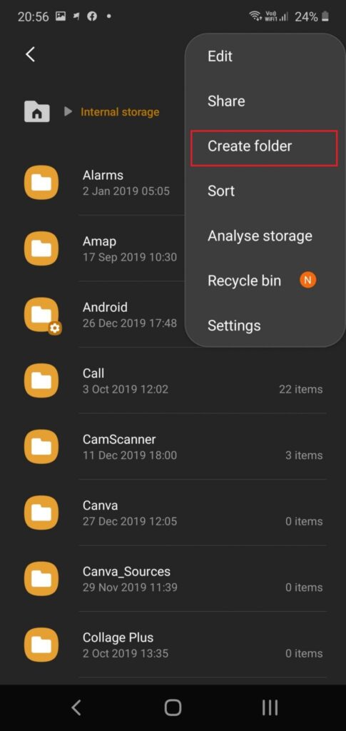 create hidden folder android