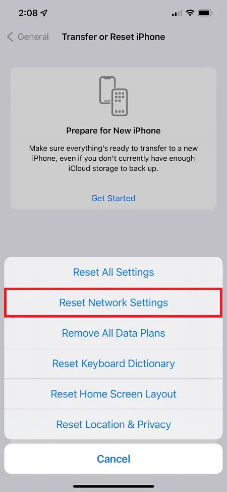 Reset the Network Settings