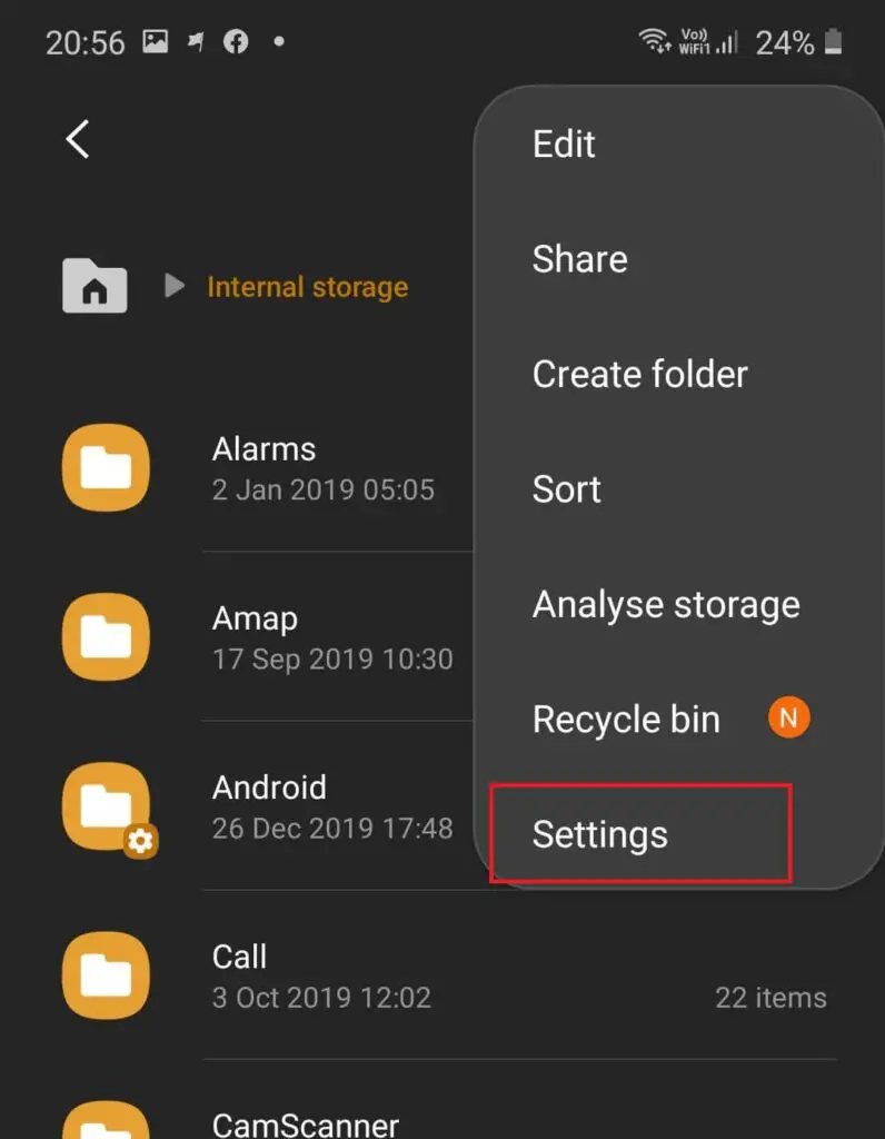 android file manager settings for hide files