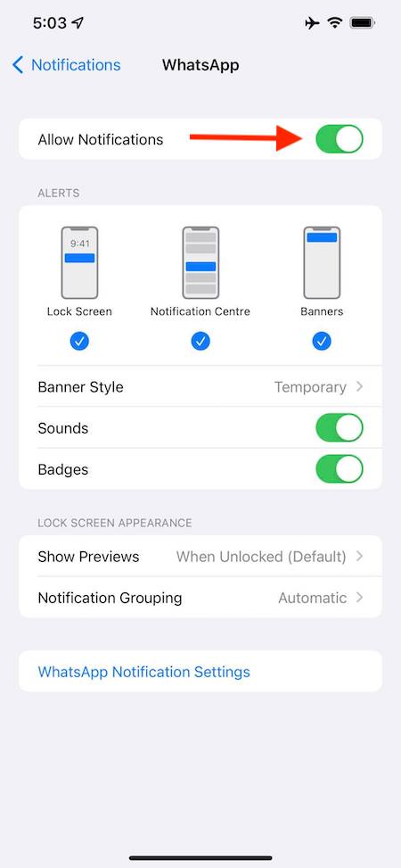whatsapp notifications apple notifcation