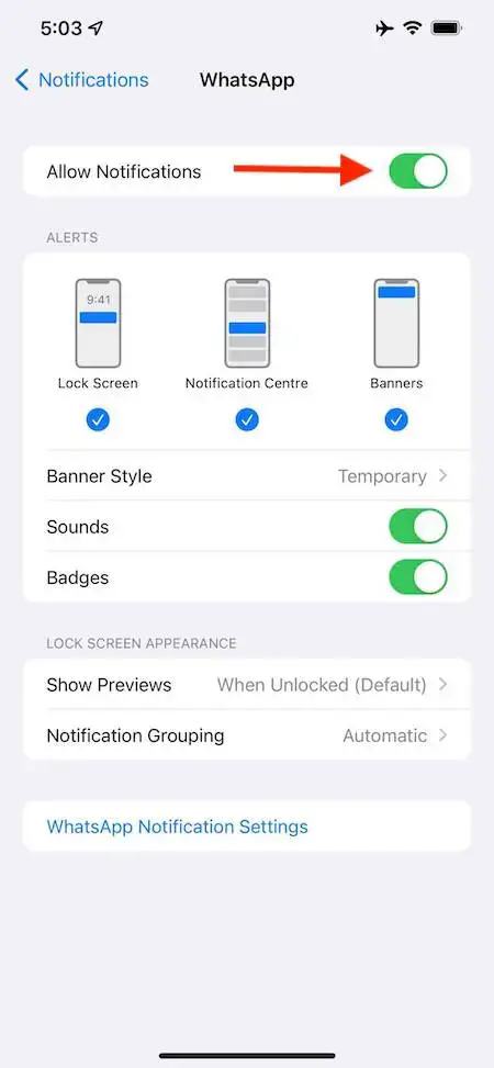 whatsapp notifications apple notifcation