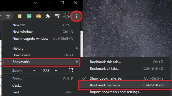 chrome bookmark manager